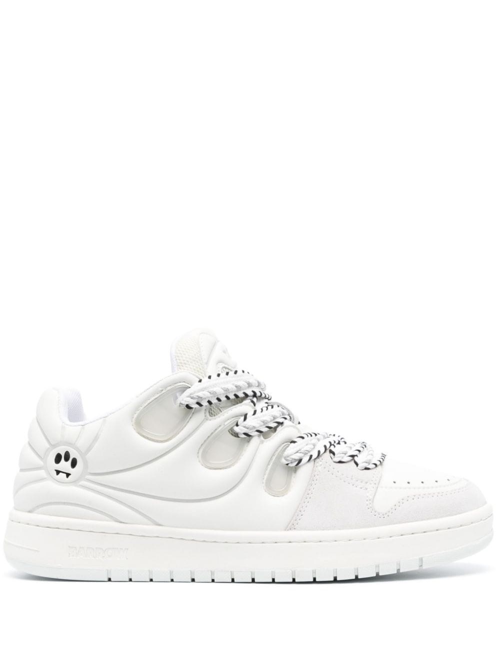 Barrow Ollie Panelled Leather Sneakers In White