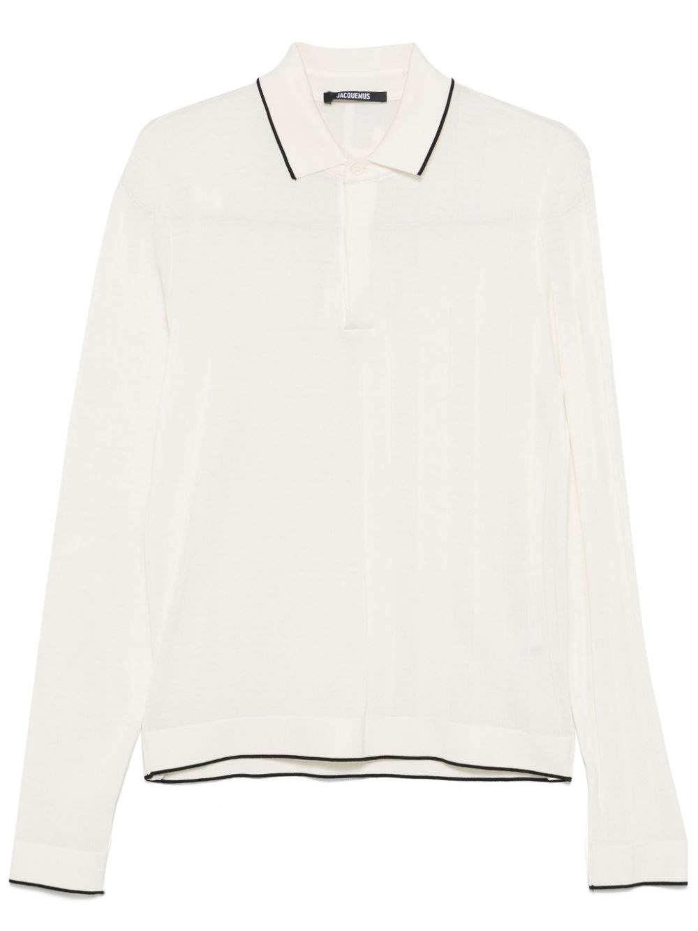 Jacquemus Lapel Long-sleeved Polo Shirt In White