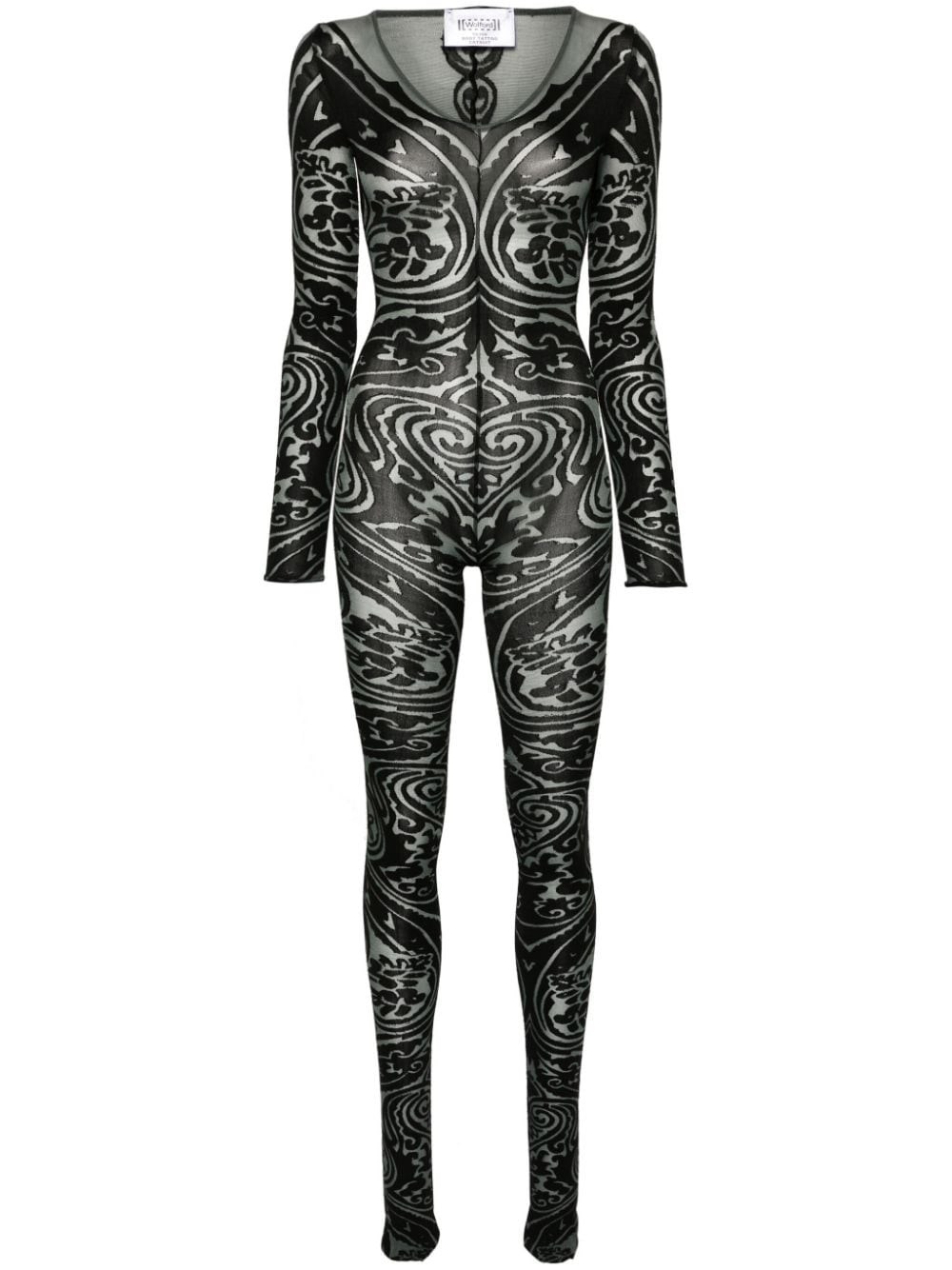 Shop Wolford Paisley Tattoo Catsuit In グレー