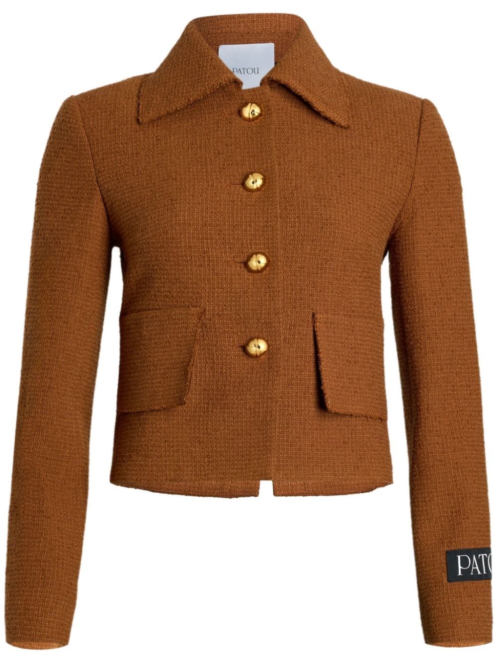 Shop Patou Wool And Cotton Tweed Jacket In ブラウン