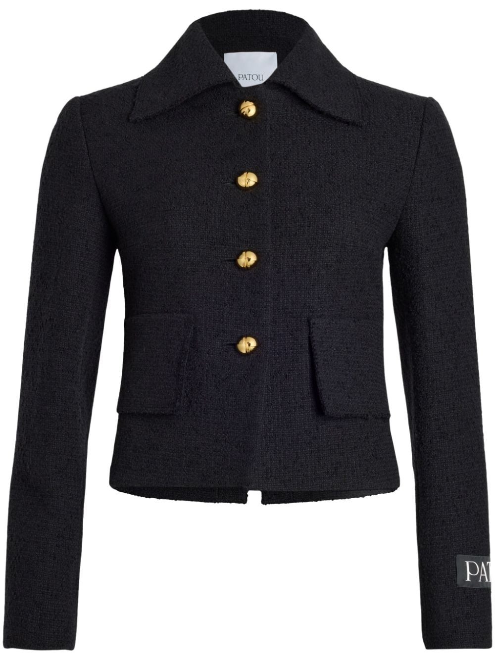 Shop Patou Wool And Cotton Tweed Jacket In ブラック