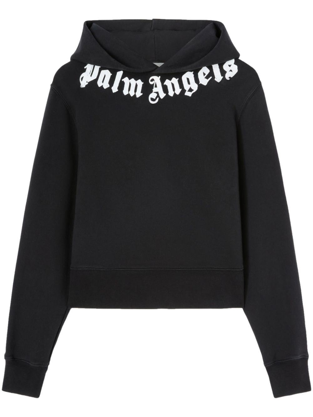 Shop Palm Angels Neck Logo Hoodie In Black  