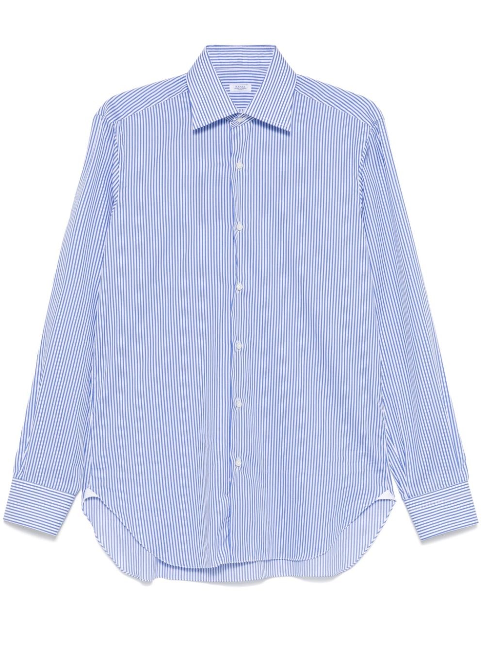Barba Napoli Barba White And Light Blue Striped Shirt In Multi