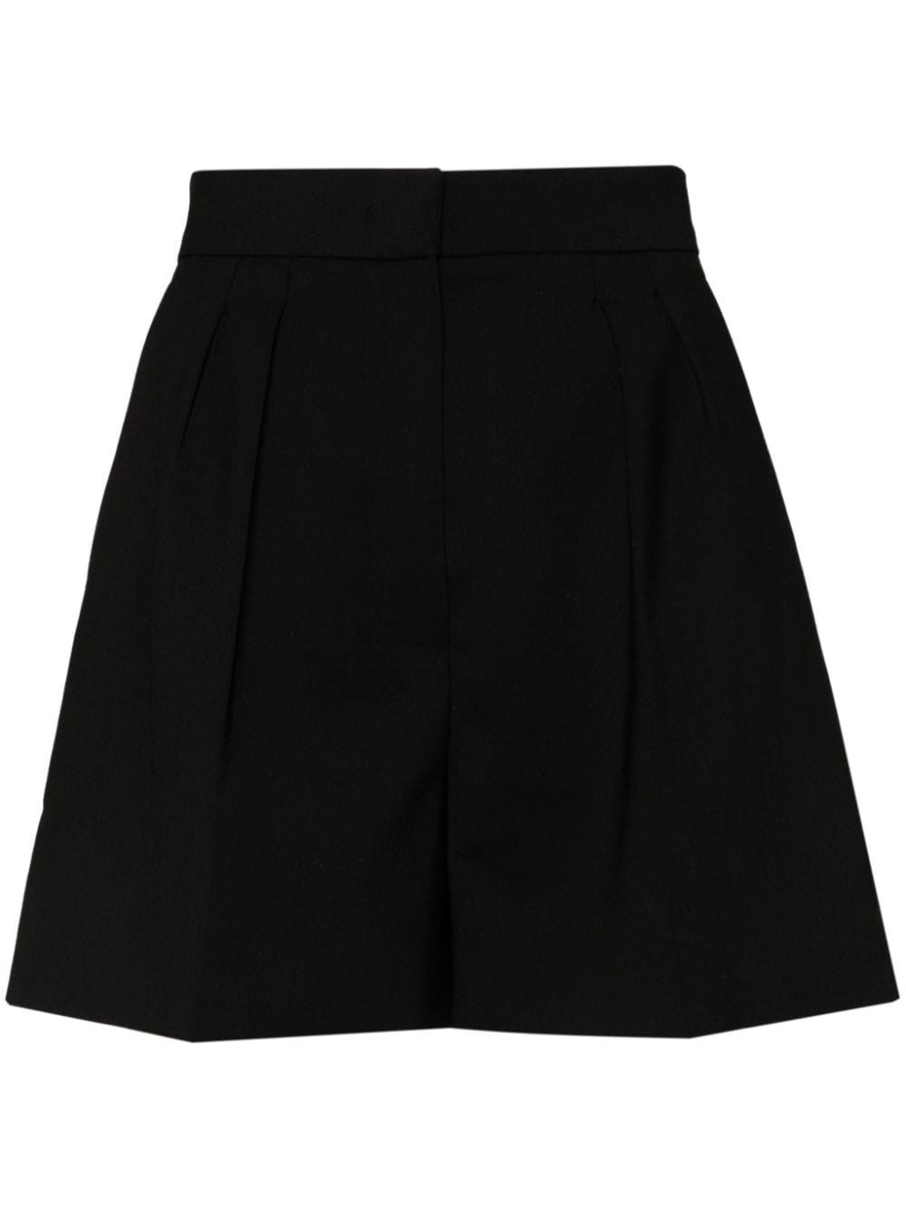 Shop Max Mara Wool Canvas Shorts In Black  