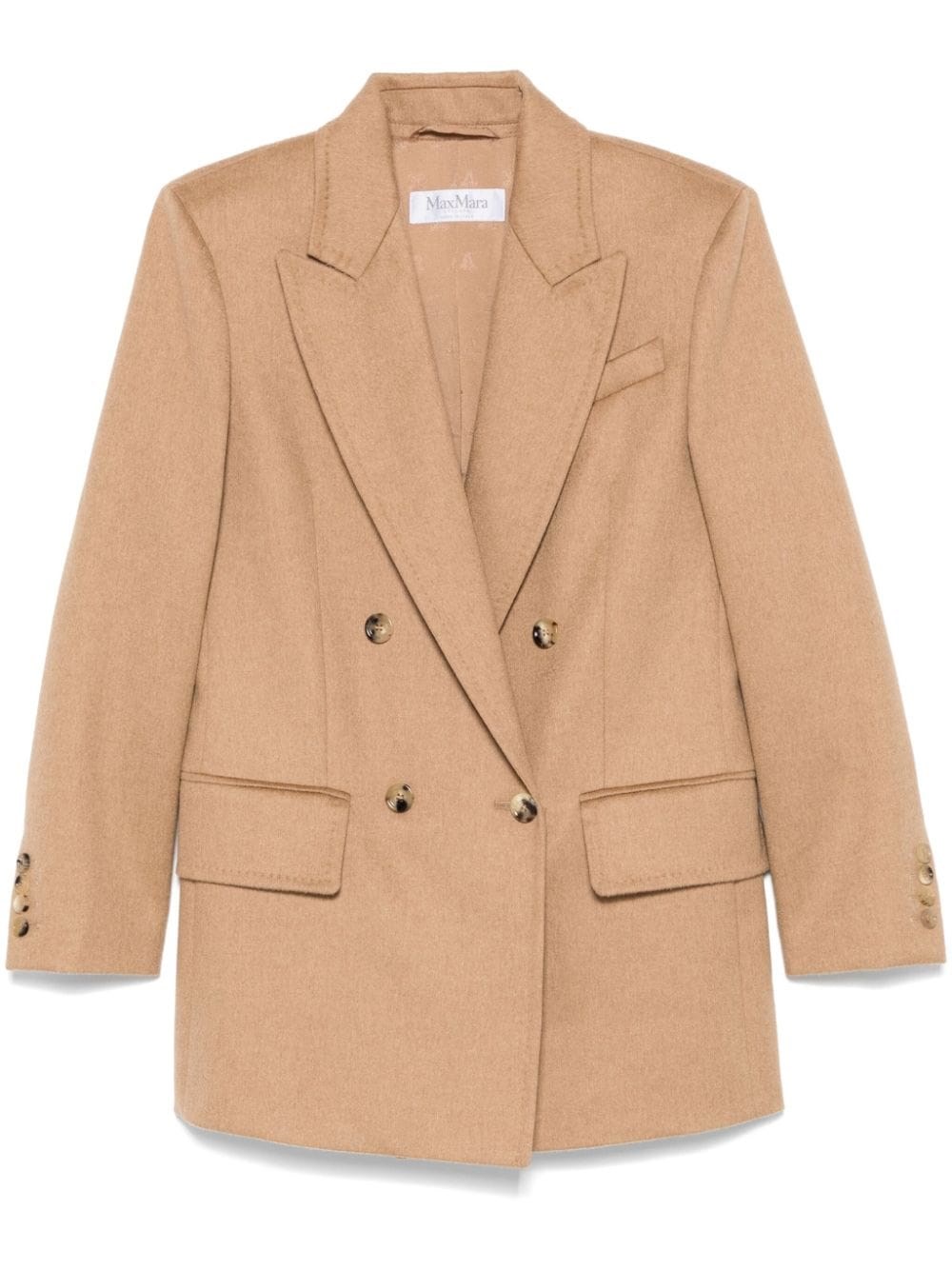 Shop Max Mara Double-breasted Camel Blazer In Neutrals