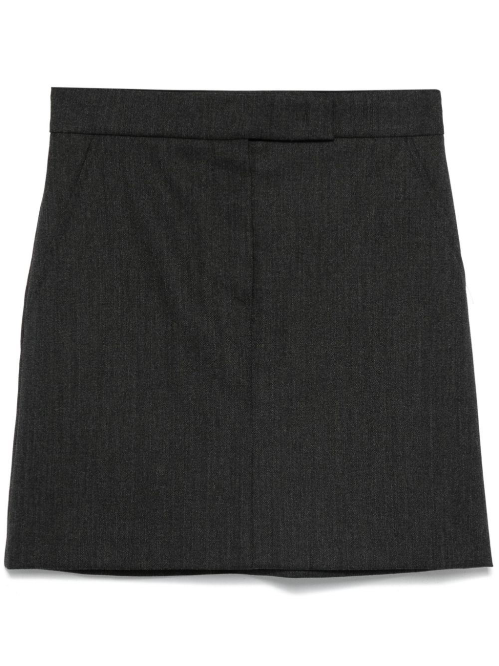 Shop Max Mara Wool Gabardine Mini Skirt In Gray