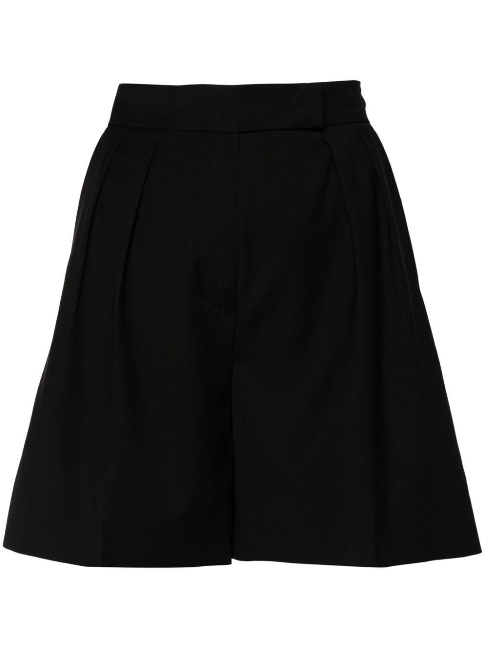 Max Mara Wool Canvas Shorts In Black