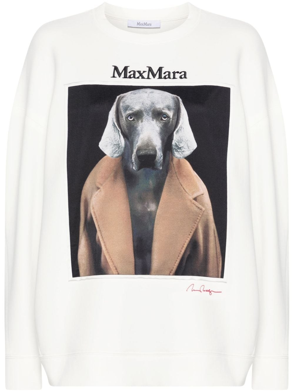 Shop Max Mara Cotton Blend Sweatshirt In White