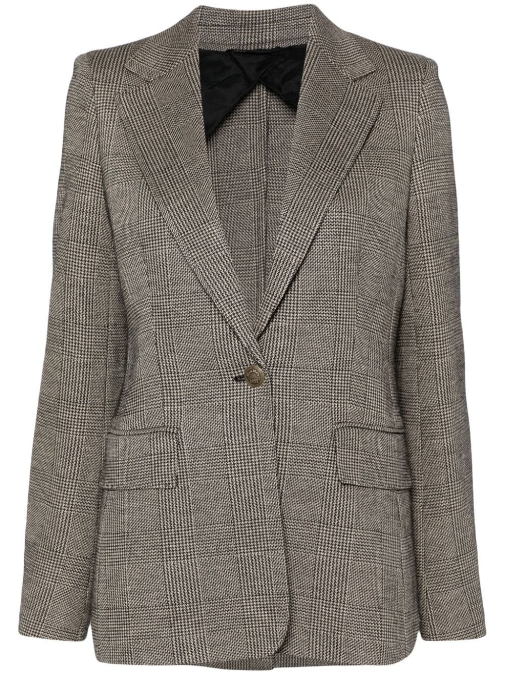 Shop Max Mara Prince Of Wales Single-breasted Blazer In Black  