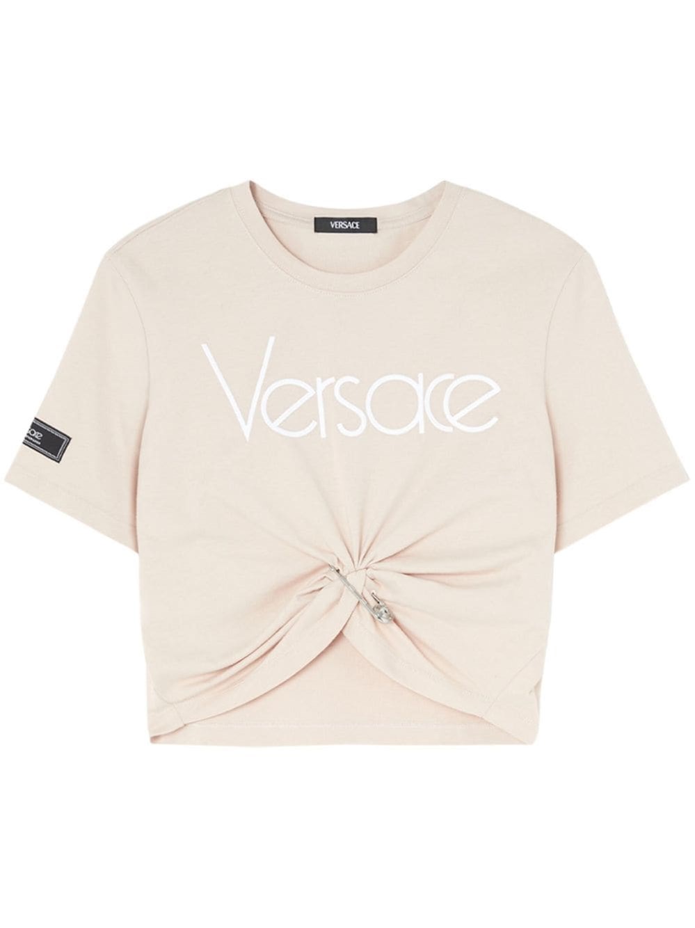 VERSACE COTTON CROPPED TOP WITH LOGO 