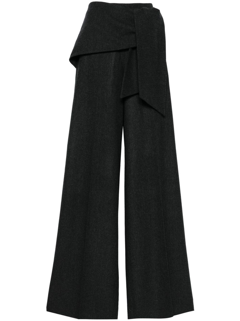 Max Mara Loose Wool Felt Trousers In Gray