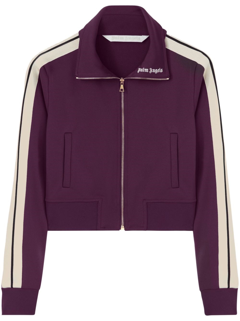 Palm Angels Purple Classic Logo Cropped Sweatshirt In Purple