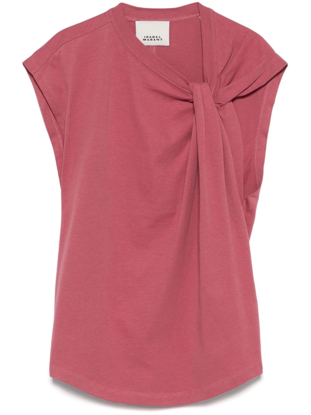 Isabel Marant Front Bow Crewneck Top With Knot Detail In Pink