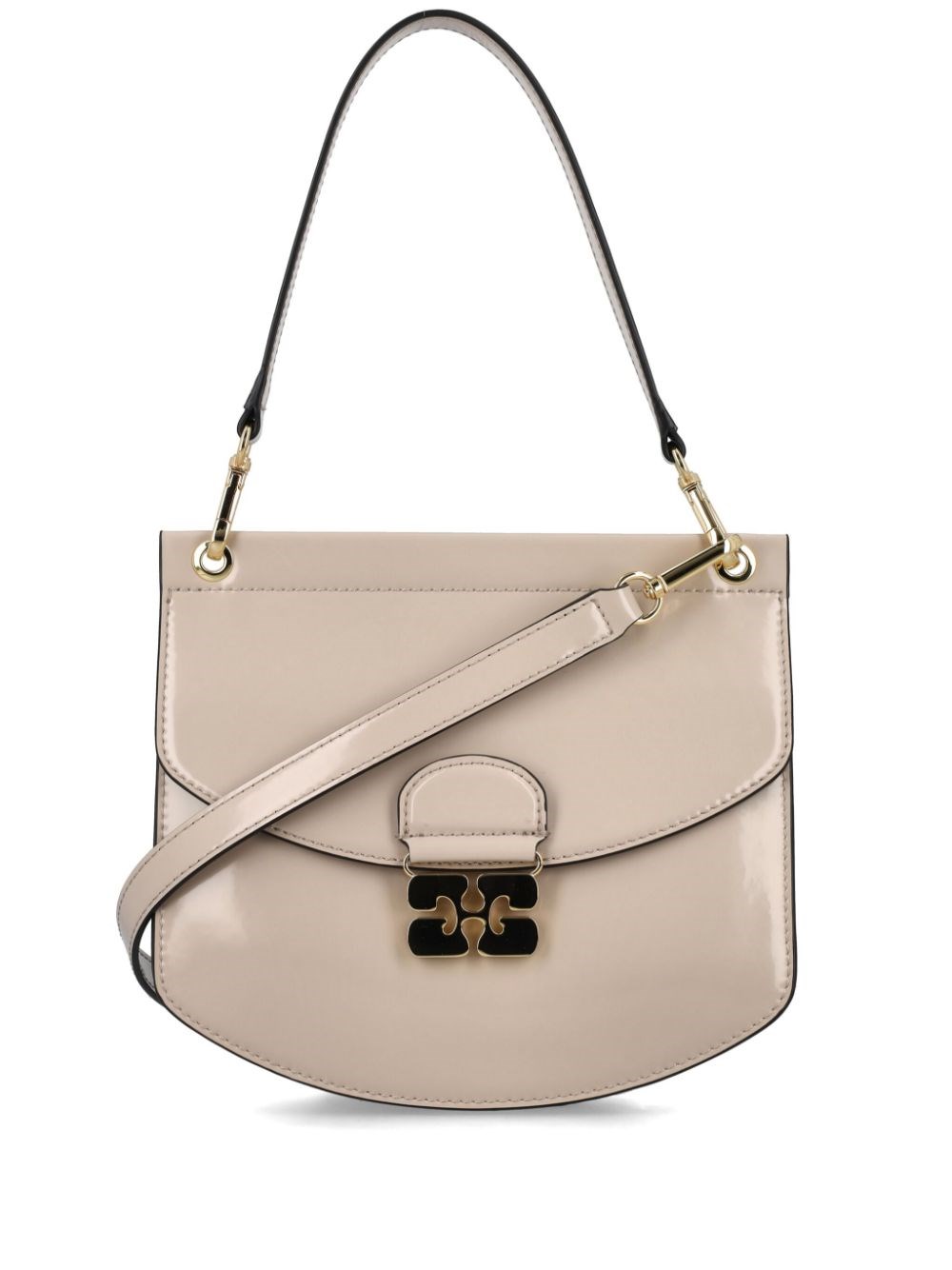 Ganni Apo-g Patent Small Bag In Gray