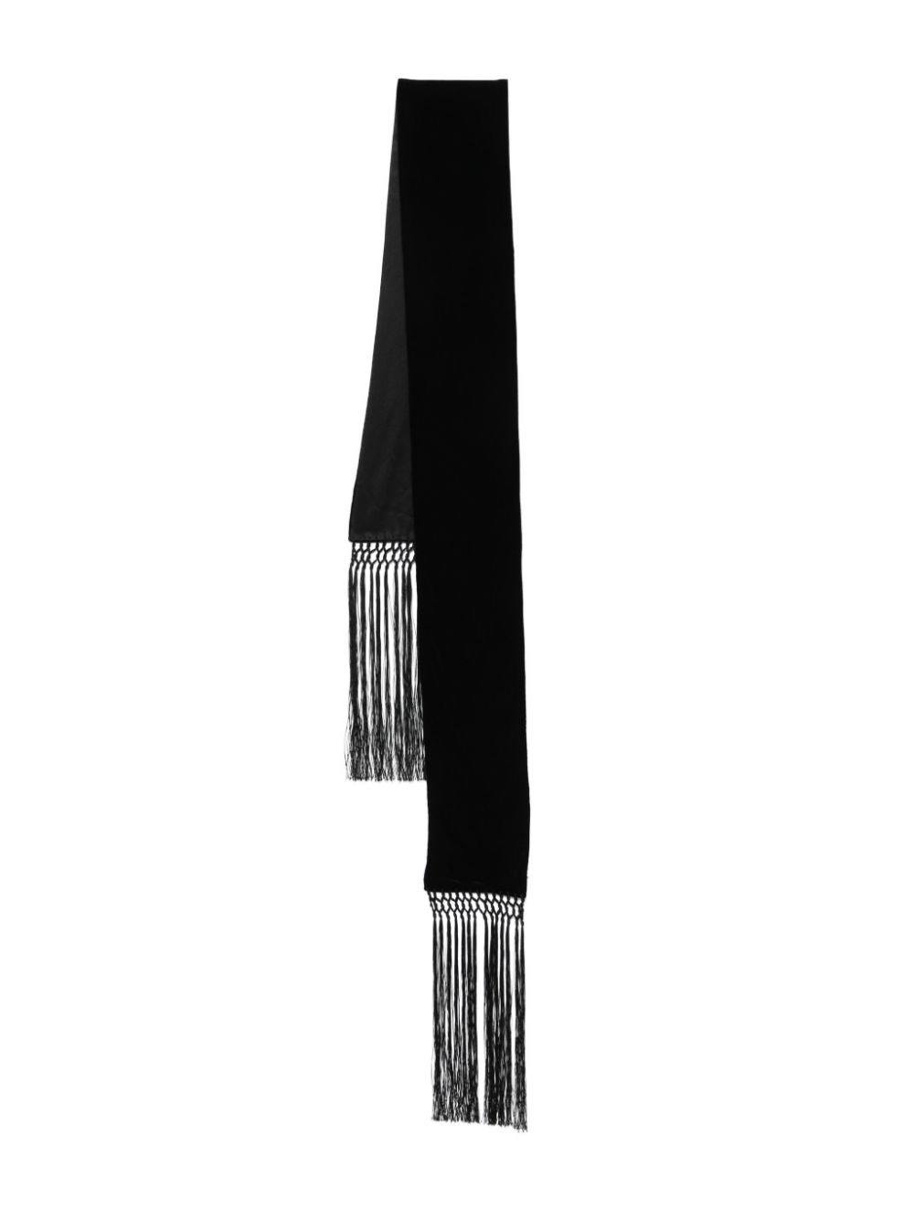 Max Mara Velvet Scarf With Fringes In Black
