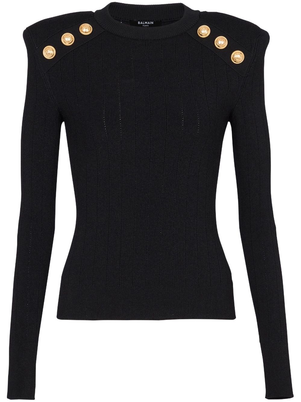 Shop Balmain Ribbed Sweater In ブラック