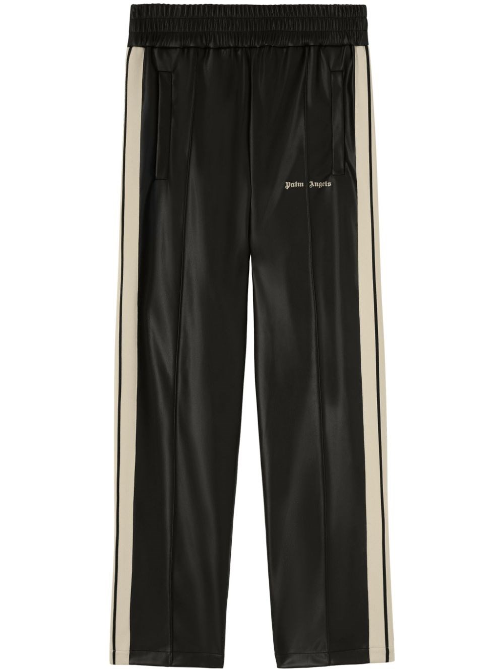 Palm Angels Anthracite Grey Linen Sports Trousers In Black  