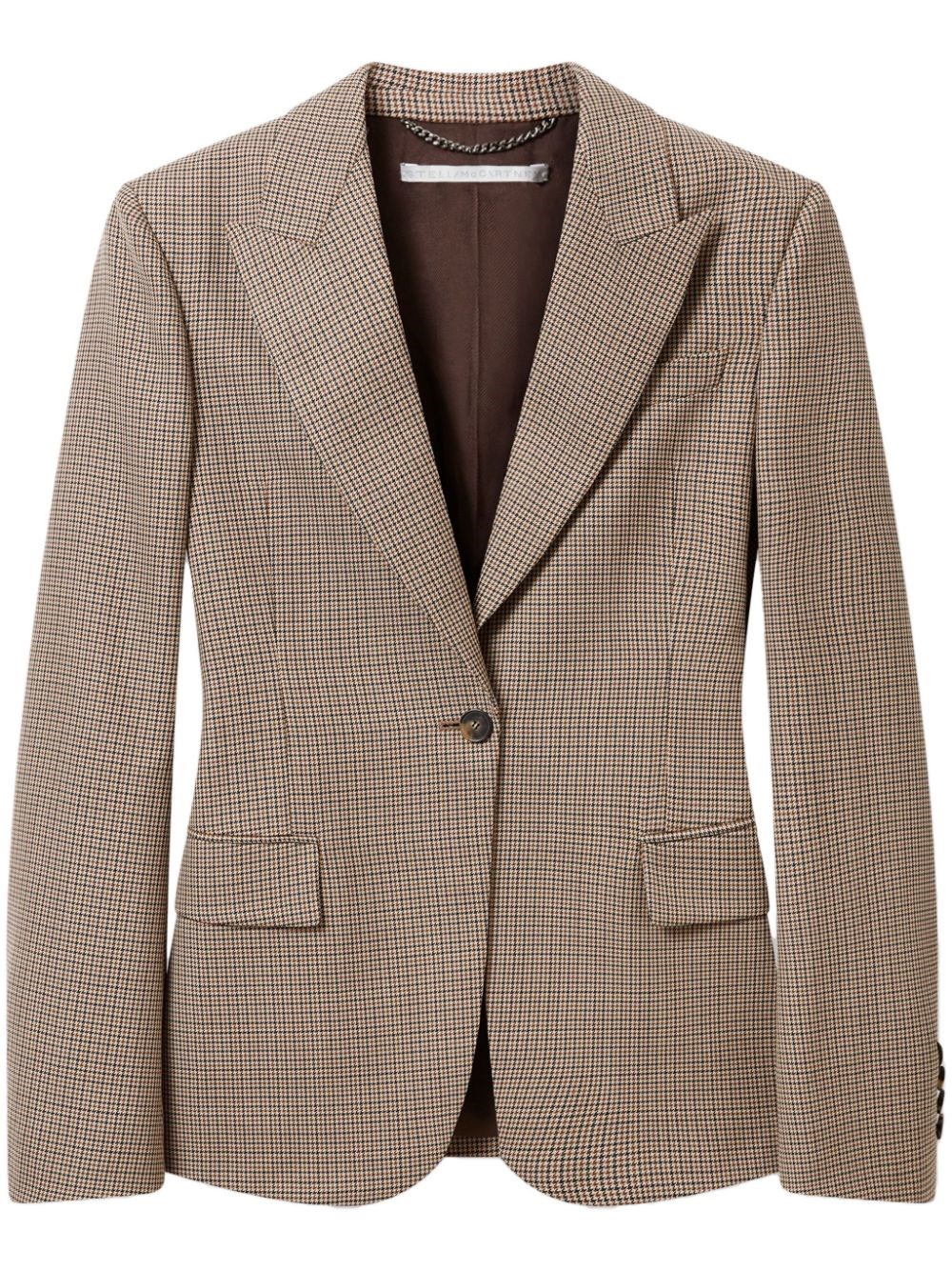 Stella Mccartney Oversize Houndstooth Blazer In Brown