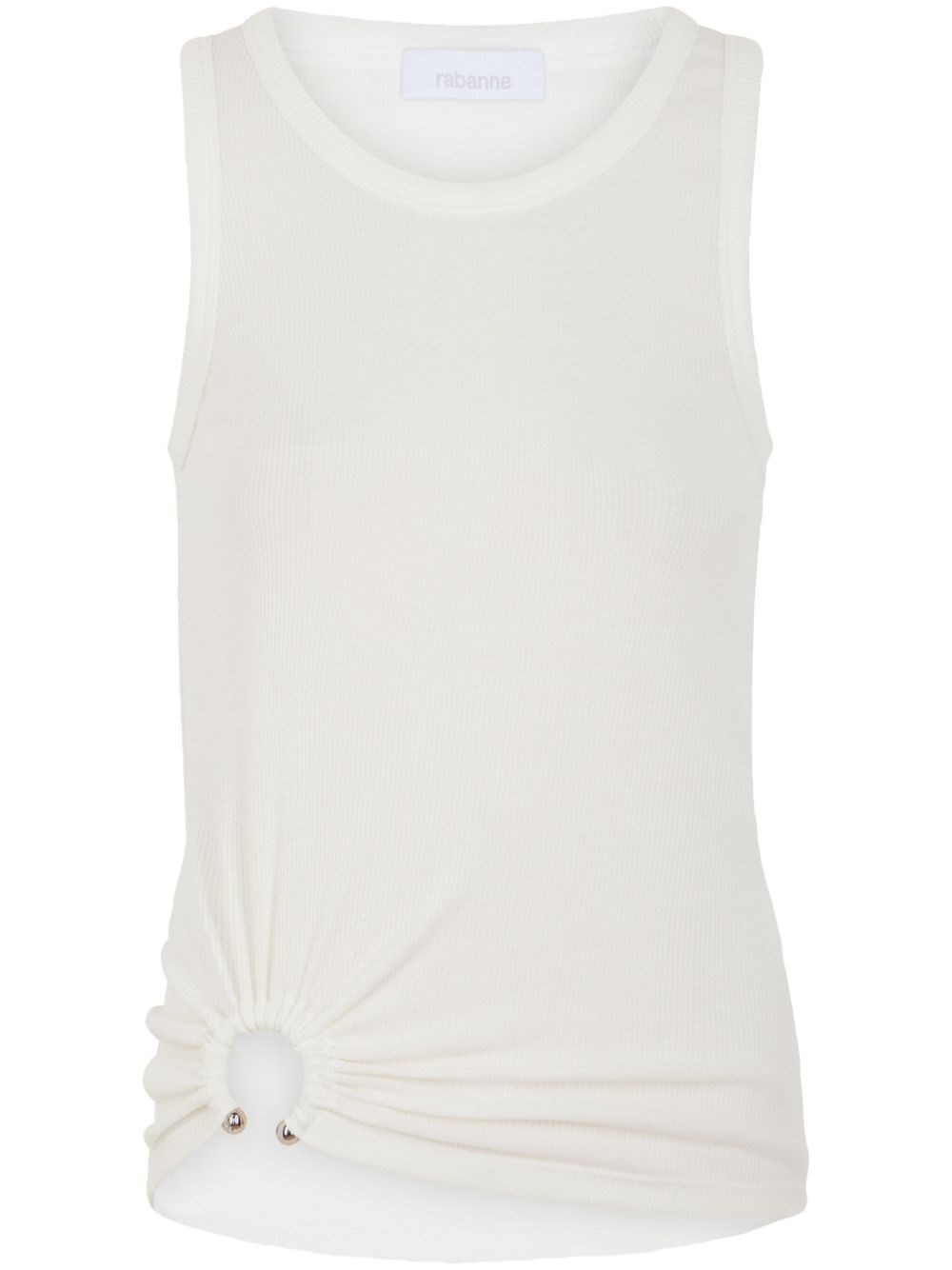 Rabanne Ring-detail Cotton-blend Jersey Tank Top In White