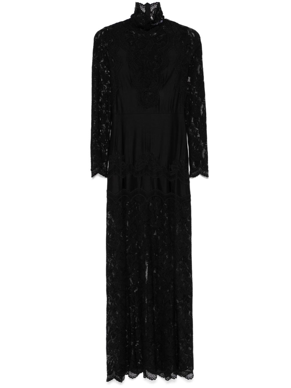 Rabanne Florales Maxikleid Mit Spitzenapplikation In Black