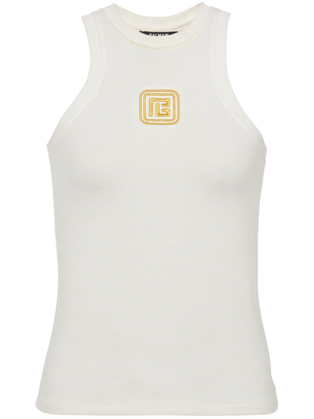 Shop Balmain Pb Retro Logo Tank Top In White