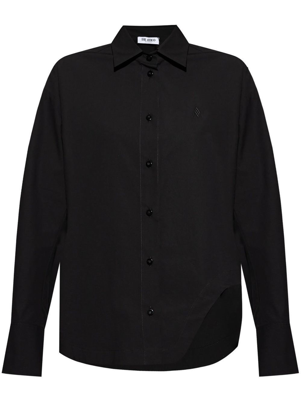 Attico Poplin Shirt Asymmetrical Hem In Black  