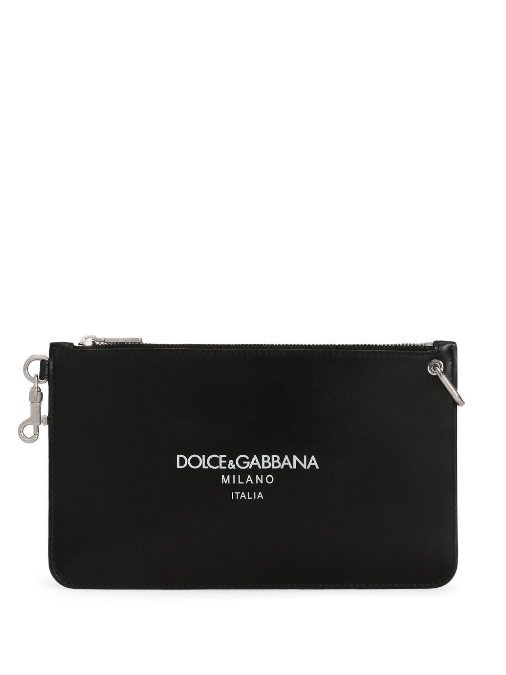 Dolce & Gabbana Calfskin Zipped Pouch In Black
