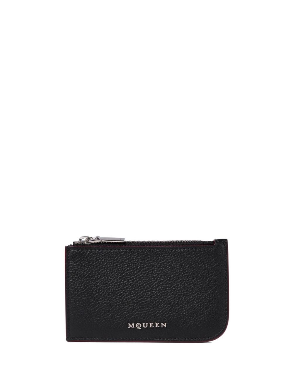 Alexander Mcqueen Light Blue Leather Card Holder In Black