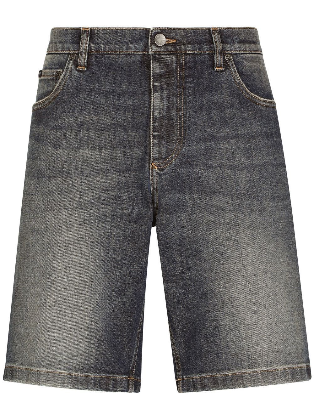 Dolce & Gabbana Faded-effect Denim Shorts In Blue