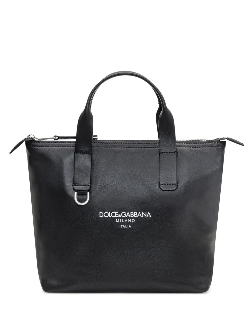 Dolce & Gabbana Dolce&gabbana Men Small Leather Shopping Bag With Logo In Black