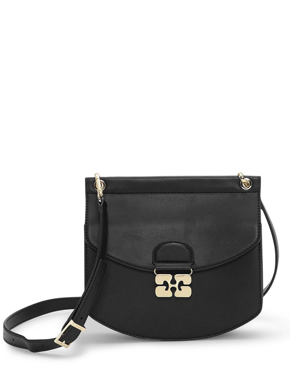 Ganni Small Shoulder Bag With Adjustable Strap And Gold-tone Hardware In Black