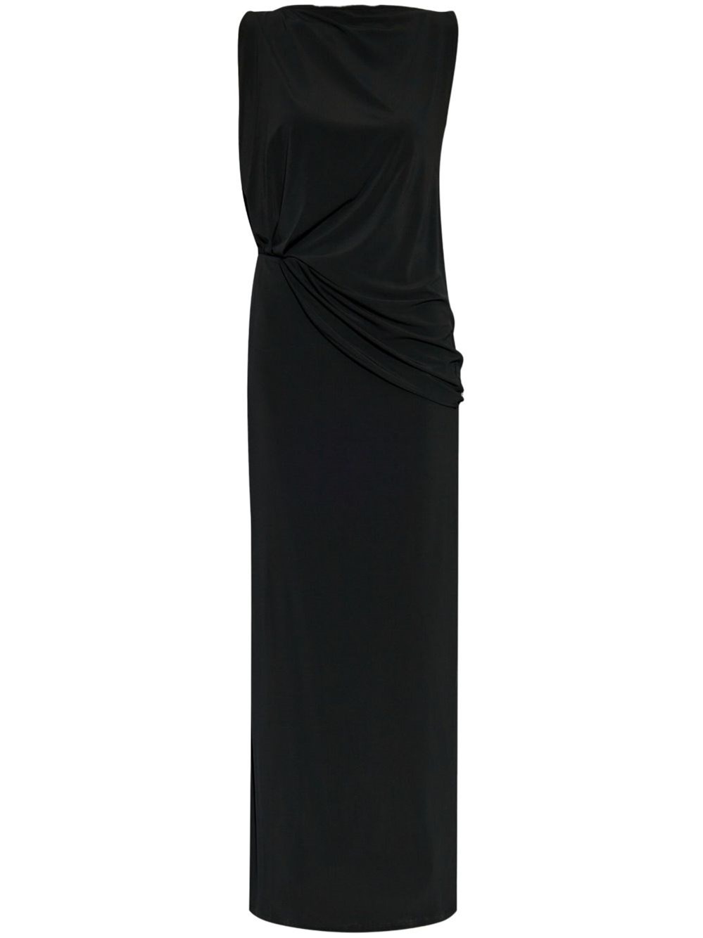 Jacquemus La Robe Peplo Black Long Dress With Square Neck And Cut-out Detail On The Side In Viscose Blend Woma