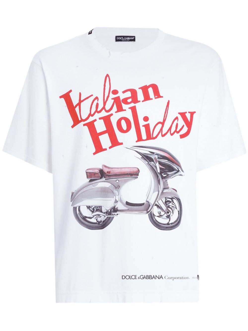 Dolce & Gabbana Cotton T-shirt With Vespa Print In White