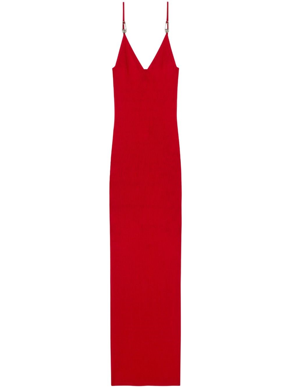 Shop Versace Safety Pin Knitted Dress In Red
