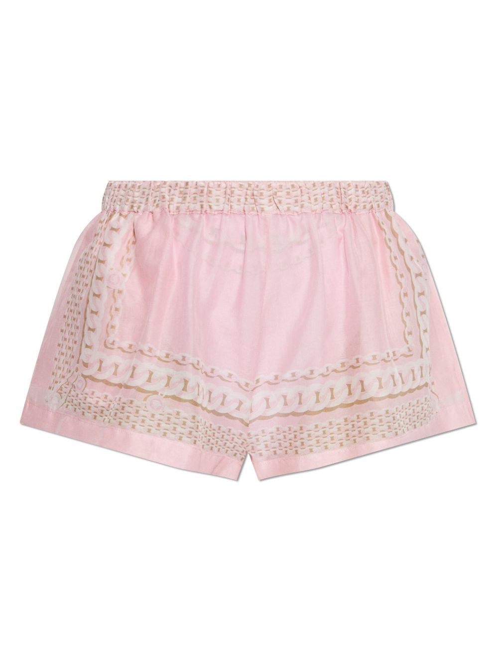 Shop Versace Cotton And Silk Blend Shorts In Pink