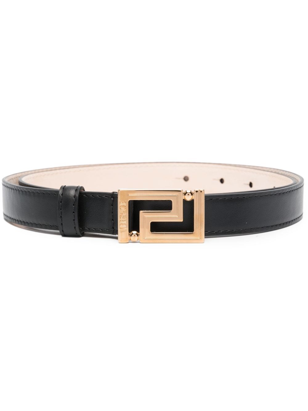Versace 20mm Leather Belt In Black  