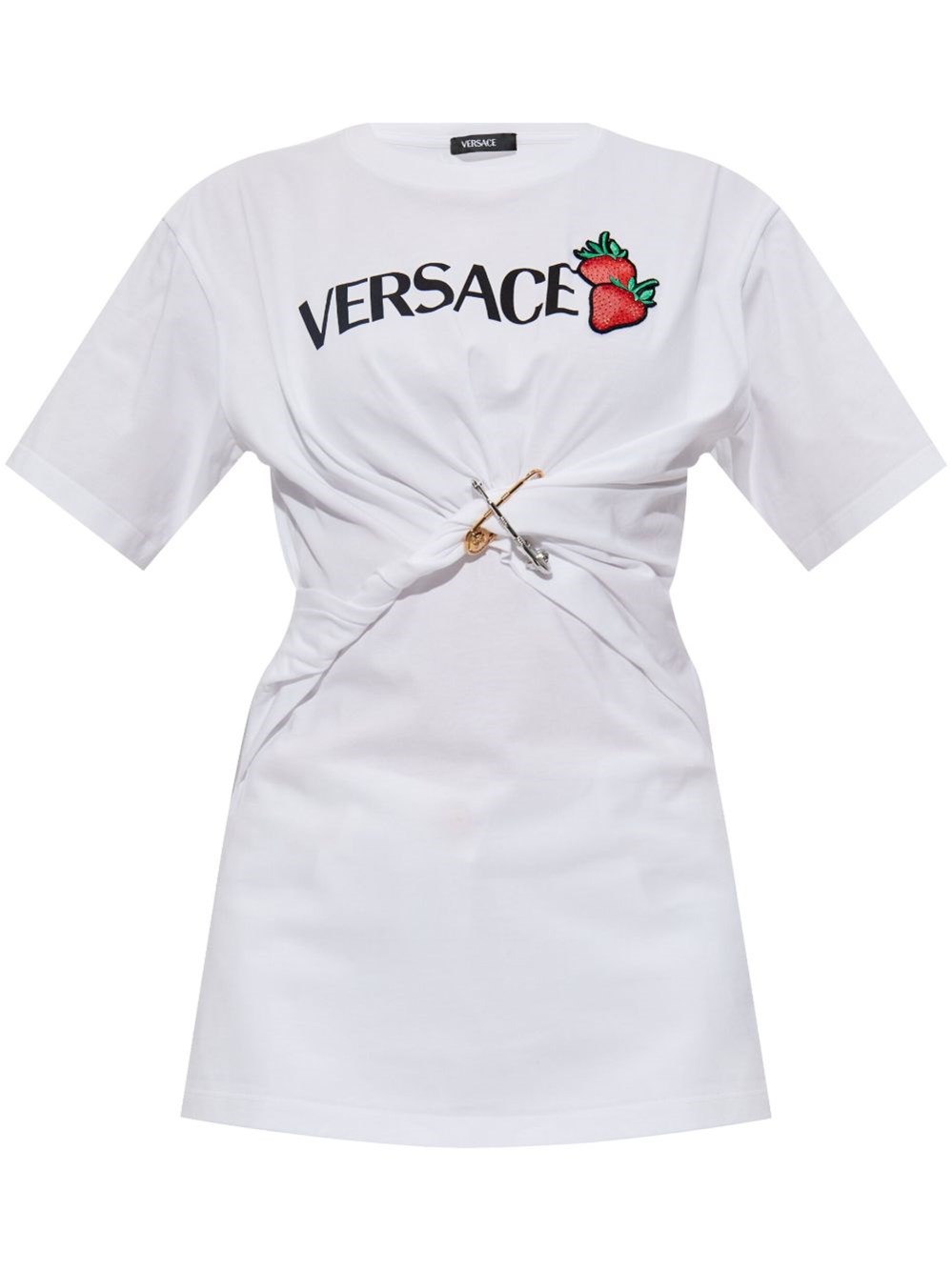 Versace Safety Pin Embroidered T-shirt In White