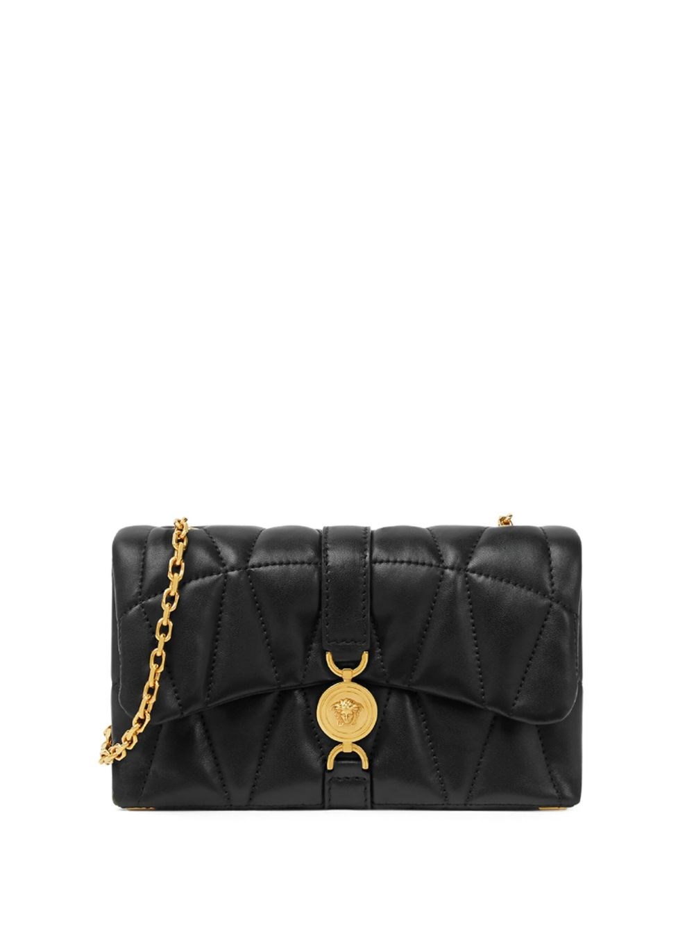 Versace Mini Quilted Kleio Leather Crossbody Bag In Black