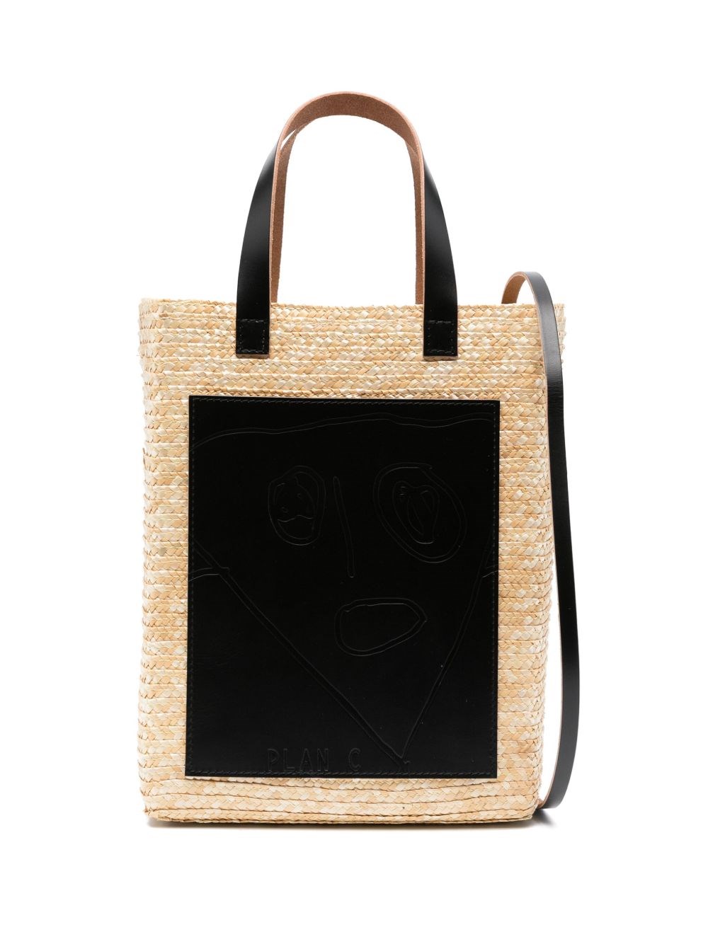 Plan C Straw Medium Shopper In Yellow