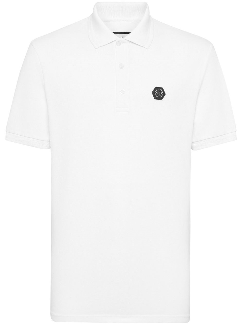 Philipp Plein Skull Pattern Short-sleeved Polo Shirt In White