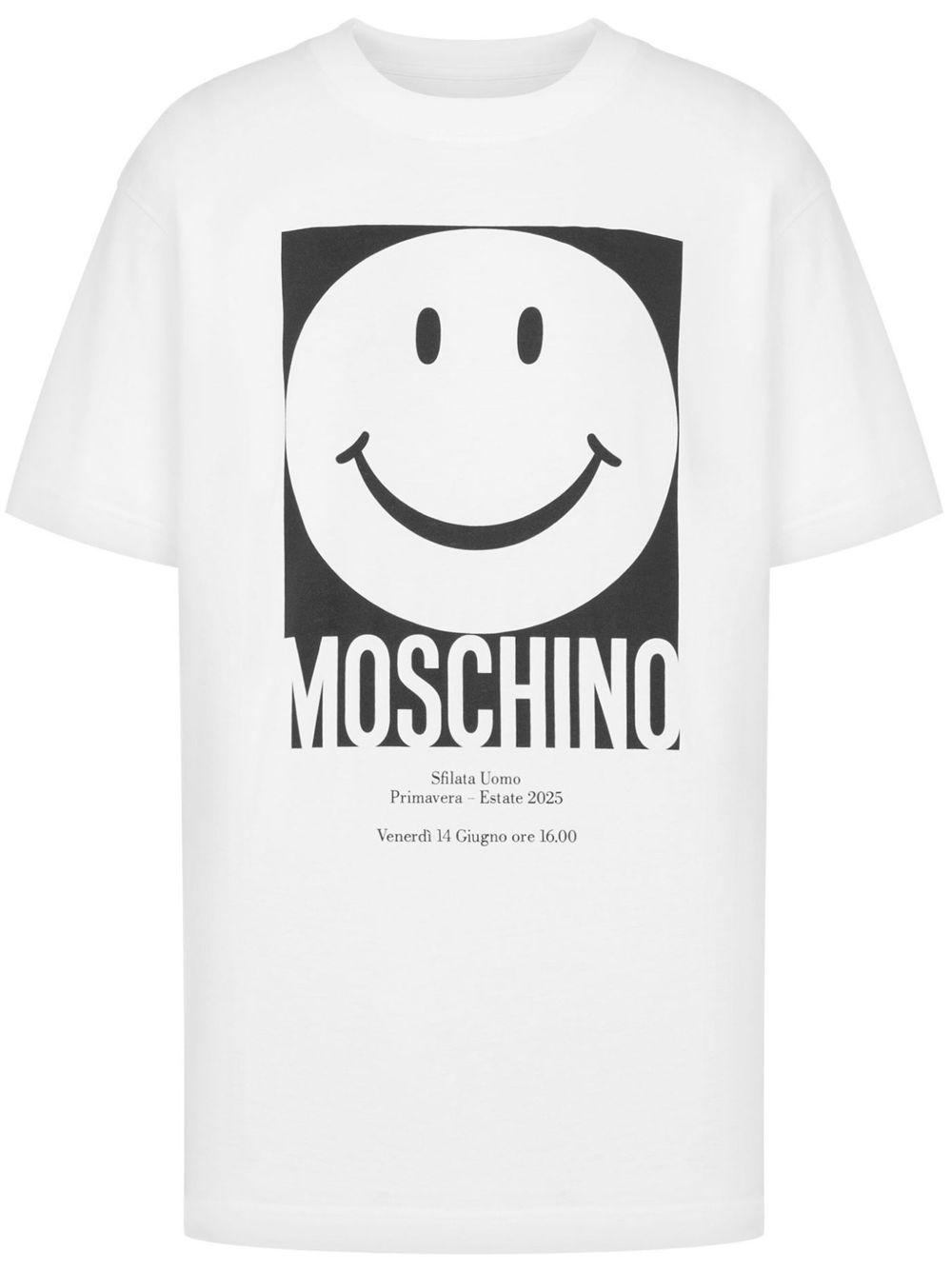 Shop Moschino Smiley Organic Jersey T-shirt In White