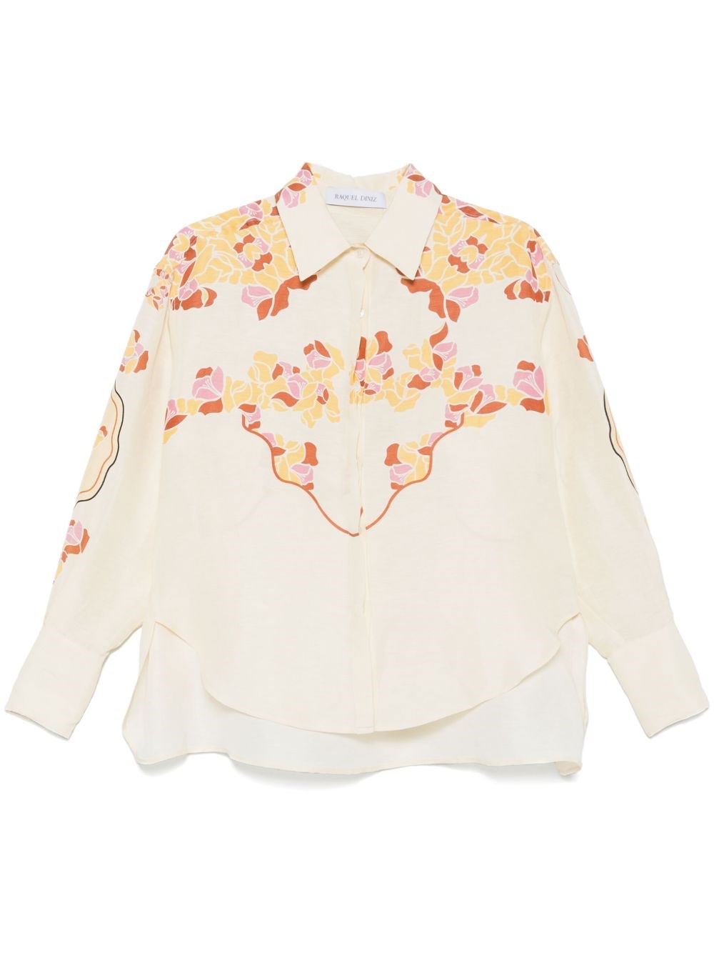 Raquel Diniz Bahia Flared Shirt In Ivory Linen