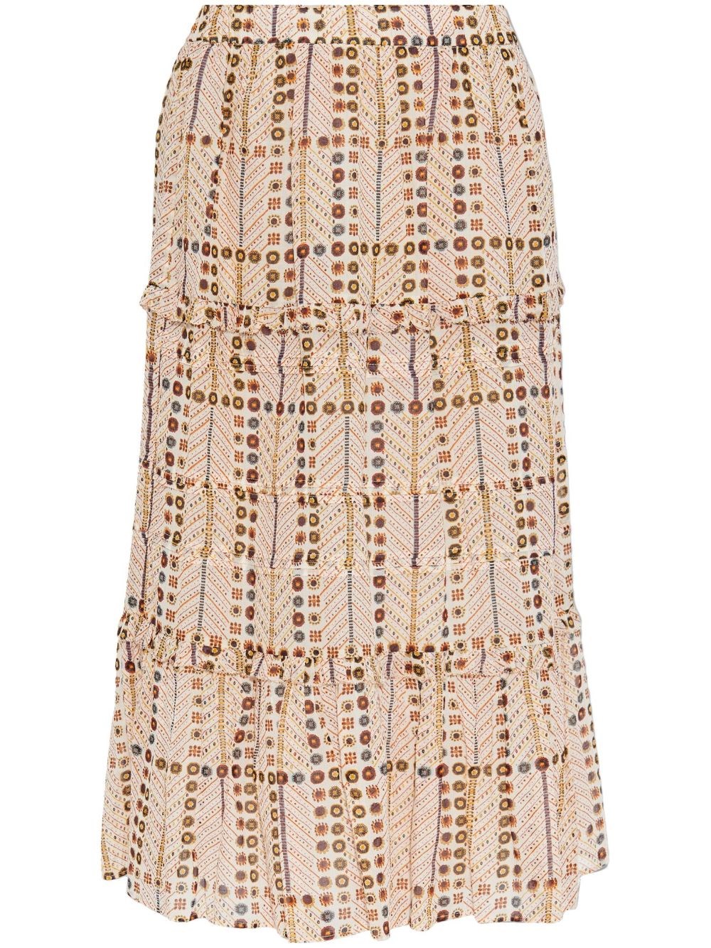 Isabel Marant Étoile Tiered Ruffled Skirts In Printed Lightweight Fabric In Neutrals