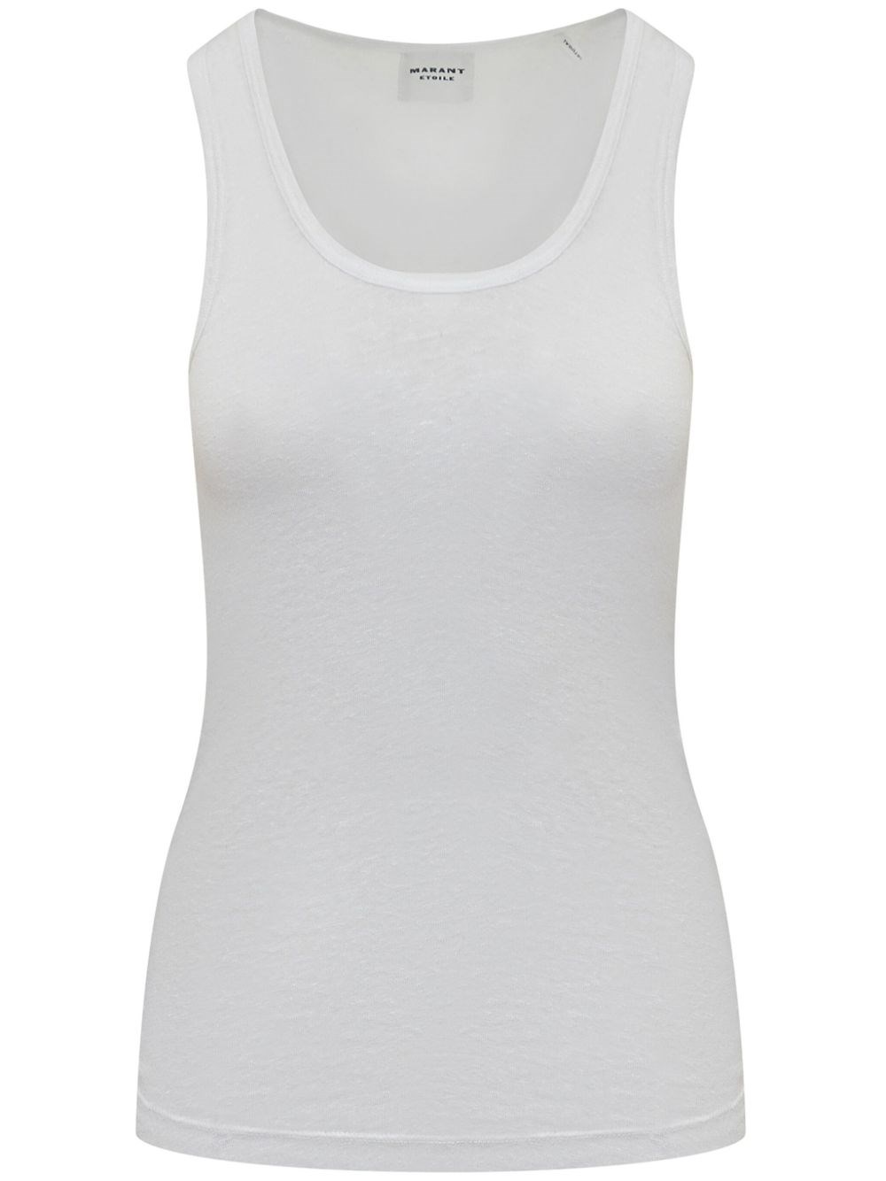 Isabel Marant Étoile Linen Tank Top In Jersey In White