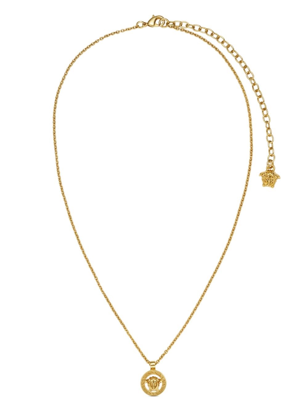 Versace Logo Plaque Chain Necklace In Gold