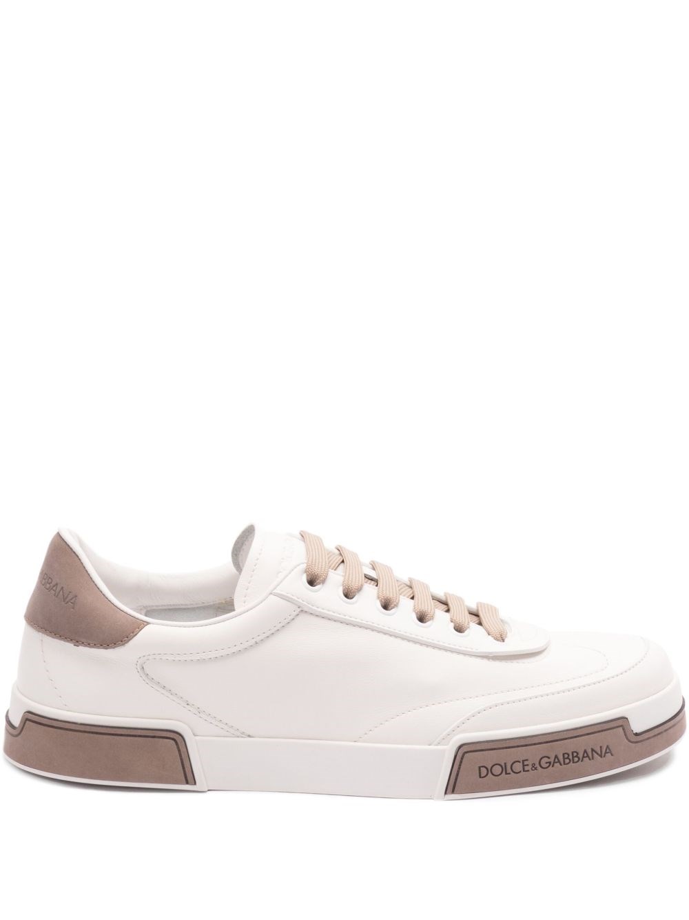 Dolce & Gabbana Portofino Yatch Sneakers In Calfskin Color White And Dove Grey In Black