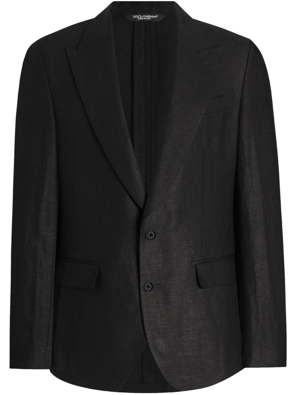 Dolce & Gabbana Black Single-breasted Linen Jacket In Black