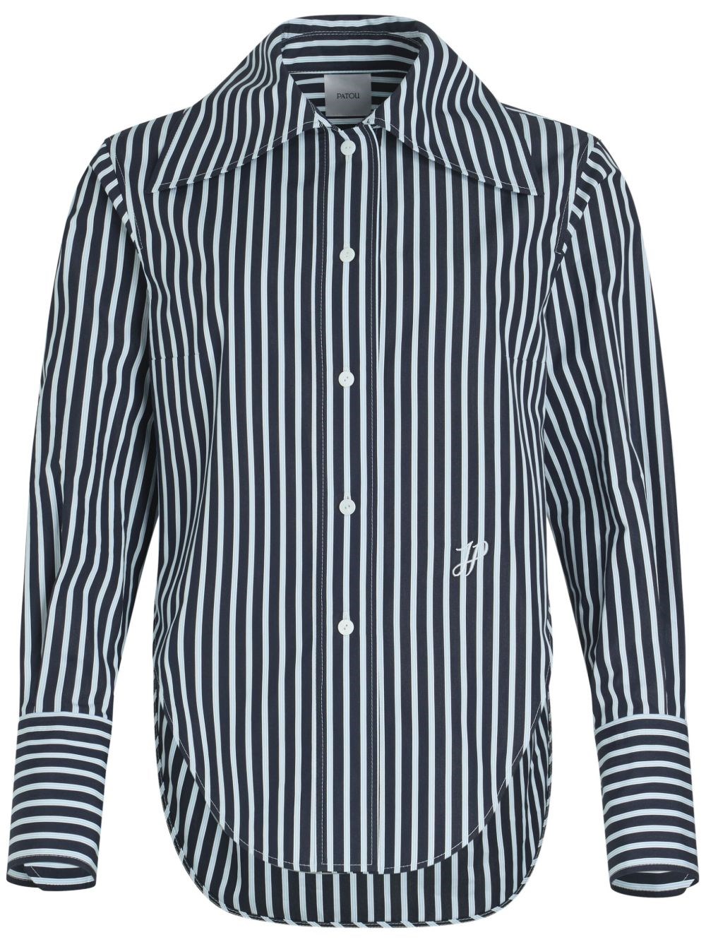 Patou Tailored Shirt In Printed Organic Cotton Poplin In Blue