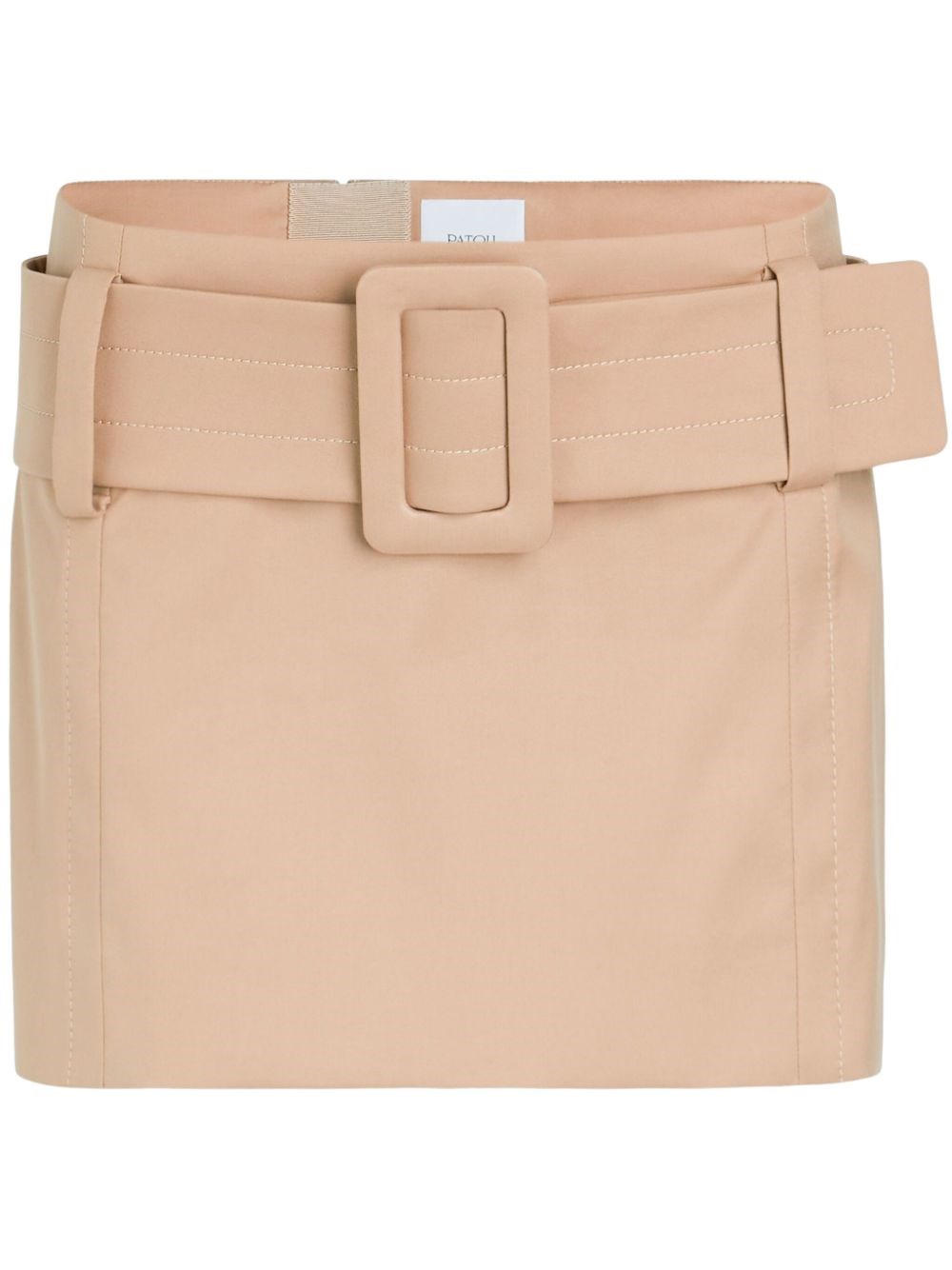 Patou Belted Organic-cotton Mini Skirt In Neutrals