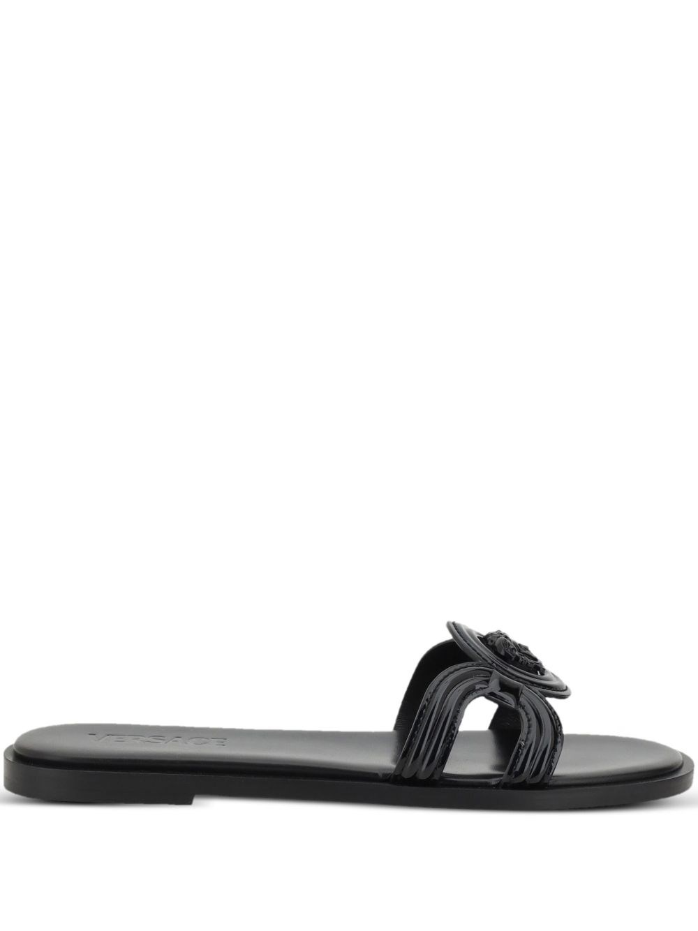 Versace Medusa Logo Sandals In Black